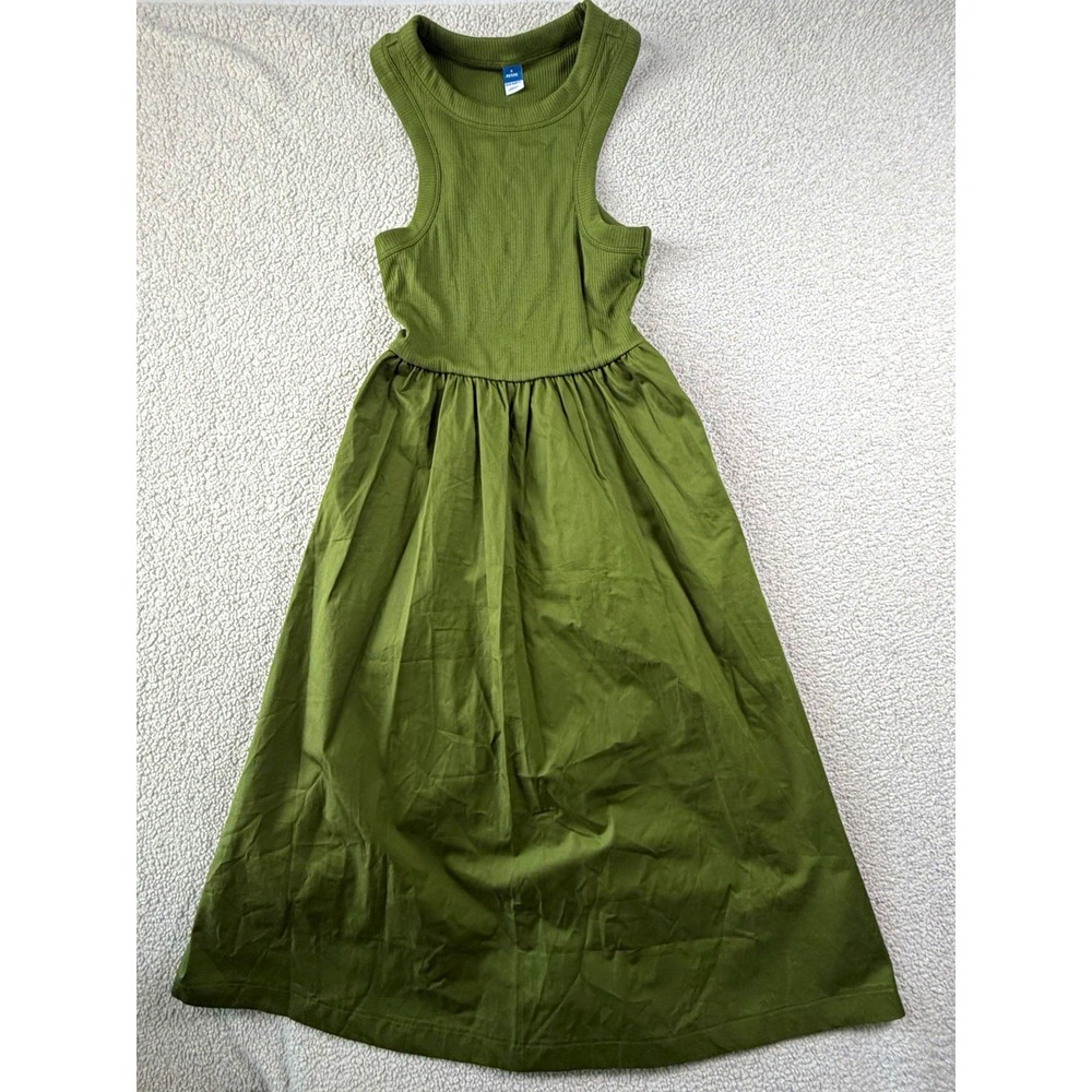 Old Navy Women's Petite Small Olive Green Ribbed Tank Midi Maxi Dress Cotton